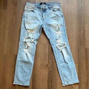 Hollister Stylish Light Blue Distressed Men's Jeans